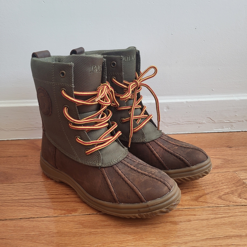 Olive And Brown Boots with Orange Laces